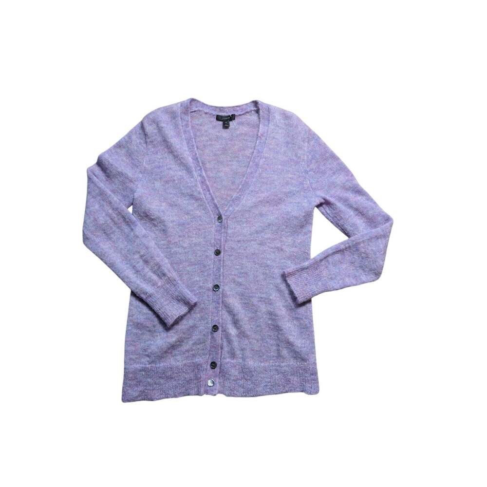 J.Crew Women's Cardigan Sweater Size S Purple Kid Mohair Blend Knit Button Up